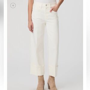 PAIGE 
Sasha Ankle Jeans Wide Cuffs Cream Straight Leg Jeans pants NWT 27